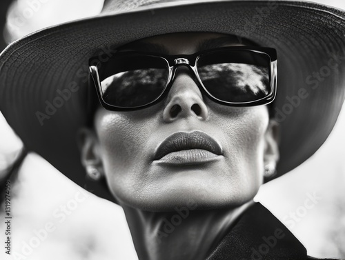Woman with Hat and Sunglasses