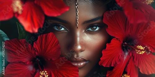 Woman with flowers in hair