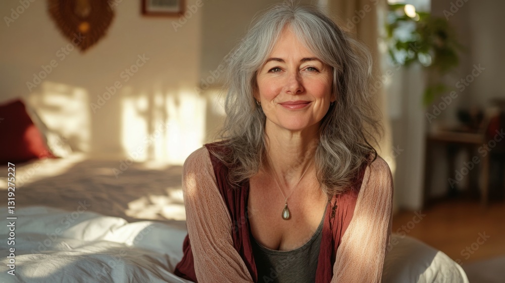 Smiling senior woman relaxing at home Smiling senior woman relaxing at home