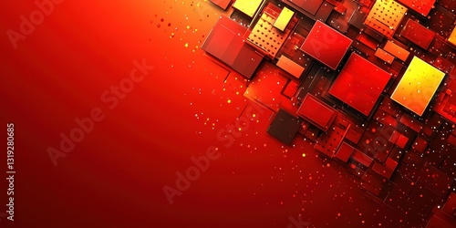 Abstract Red Geometric Square Background