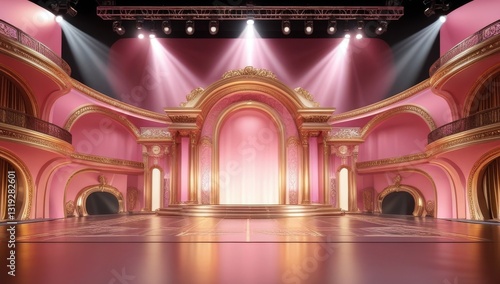 Obraz na płótnie Pink golden ceremony award stage venue background. w salonie