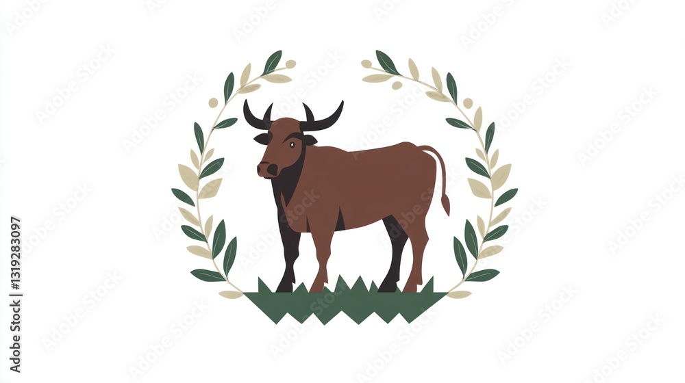 State flag with a stylized ox emblem State flag with a stylized ox emblem