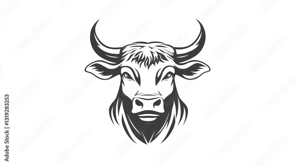 Bull head, strong, white background, graphic design, logo Bull head, strong, white background, graphic design, logo