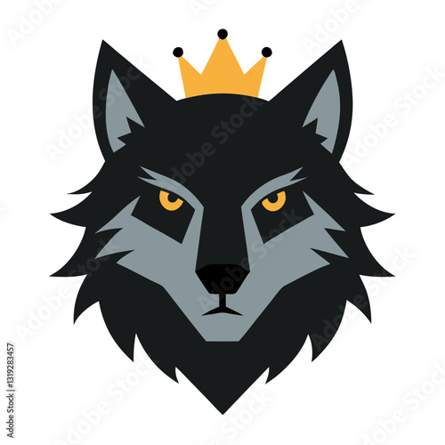 wolf head wearing crown