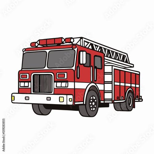 Fire Truck coloring page line art  outline vector  illustration