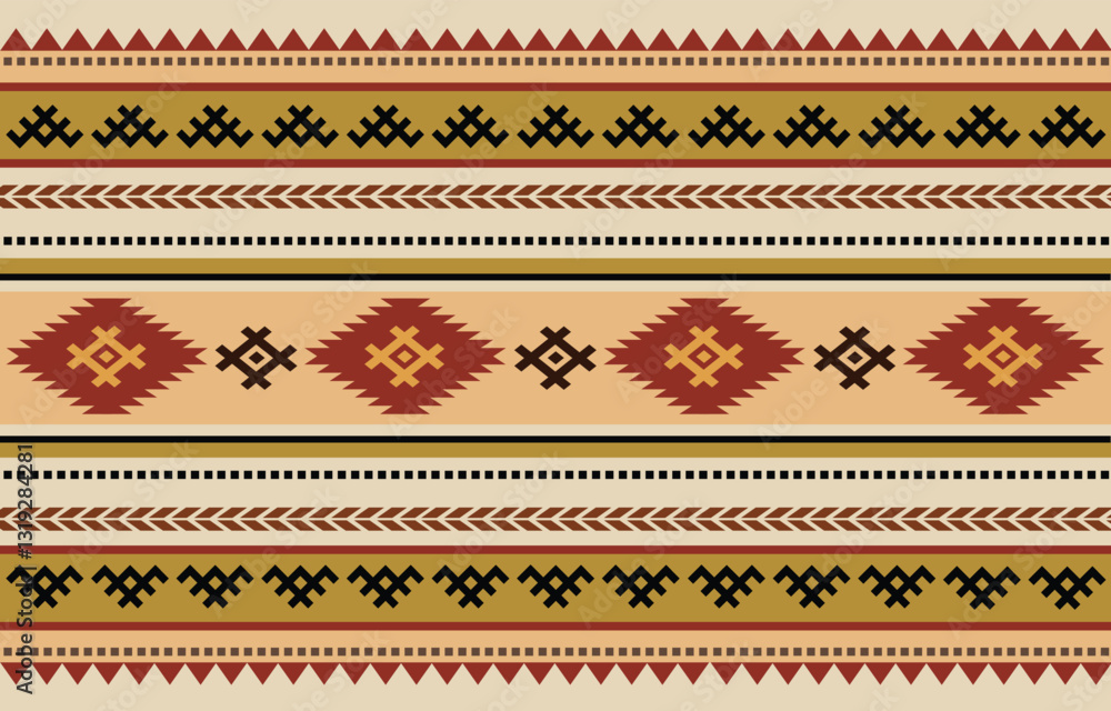 Ethnic tribal colorful stripe background. Seamless tribal pattern, folk embroidery, tradition geometric ornament. Traditional design for fabric, textile, print, rug, paper Ethnic tribal colorful stripe background. Seamless tribal pattern, folk embroidery, tradition geometric ornament. Traditional design for fabric, textile, print, rug, paper