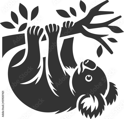 Koala hanging upside down from a branch animal vector