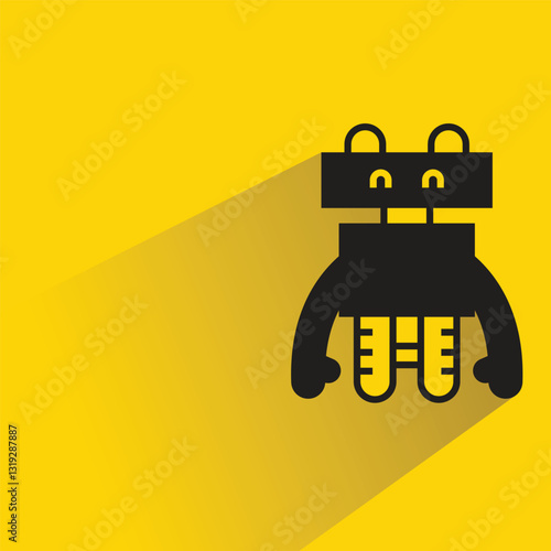 robot character with shadow on yellow background