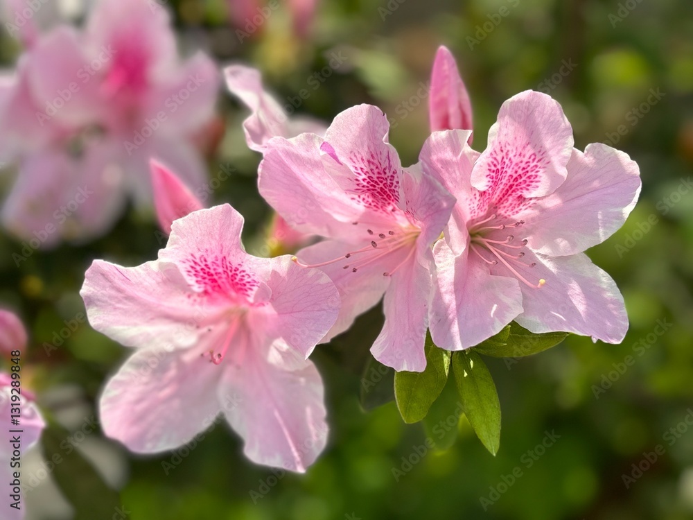 Bright azaleas bloom under the warm sunlight, their vivid petals glowing in shades of pink, red, and white. Nestled in a lush garden, they create a vibrant contrast against the green foliage, radiatin Bright azaleas bloom under the warm sunlight, their vivid petals glowing in shades of pink, red, and white. Nestled in a lush garden, they create a vibrant contrast against the green foliage, radiatin