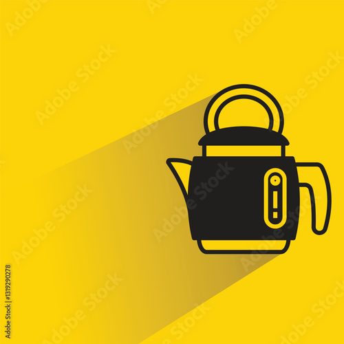 electric kettle icon on shadow yellow background