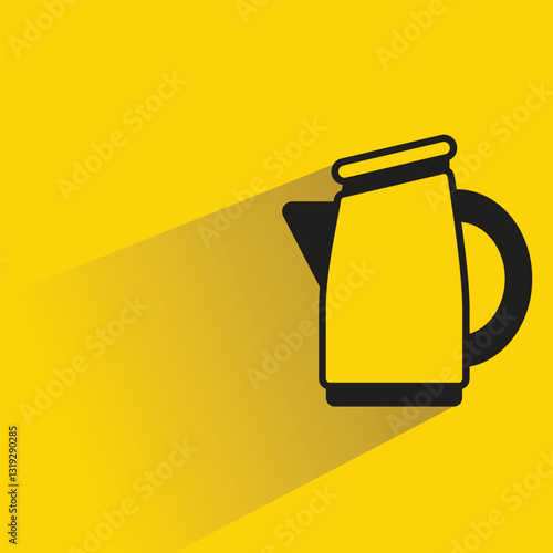 electric kettle icon on shadow yellow background