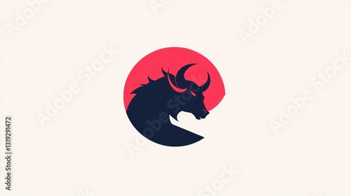Wallpaper Mural Bull silhouette logo design, red circle background, minimalist style, business branding Torontodigital.ca