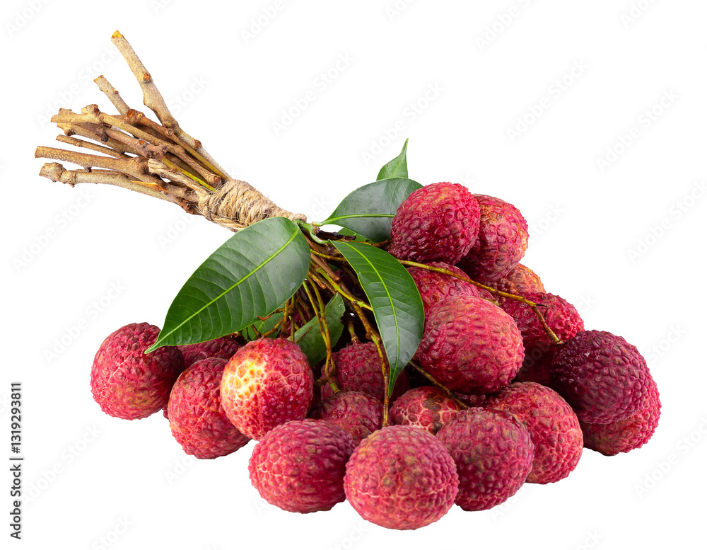 Fresh lychee or litchi is tropical fruit isolated on transparent background. Fresh lychee or litchi is tropical fruit isolated on transparent background.