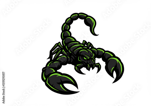 Black And Green Pixel Art Scorpion Illustration