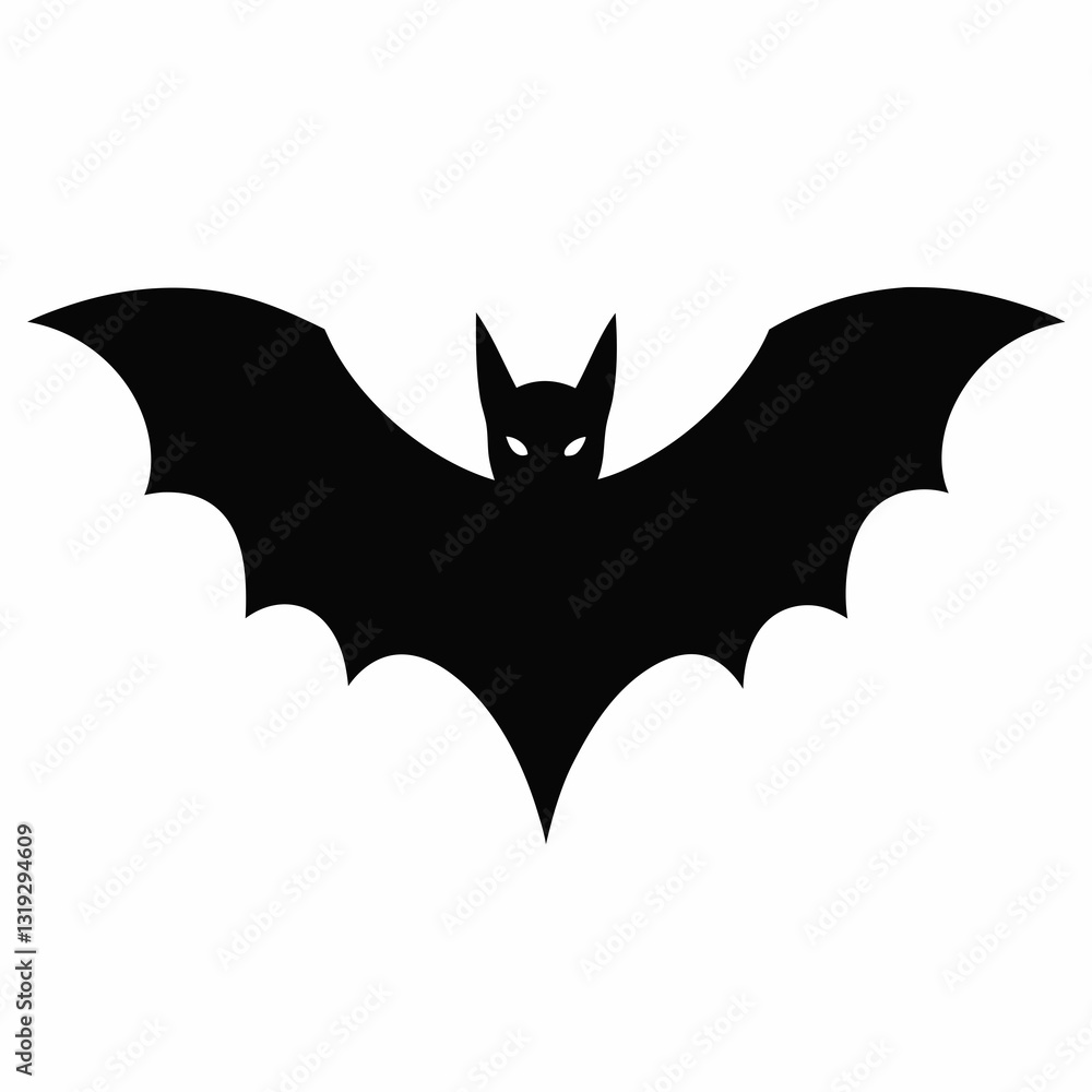 Black Bat in Silhouette - Vector Artwork Black Bat in Silhouette - Vector Artwork