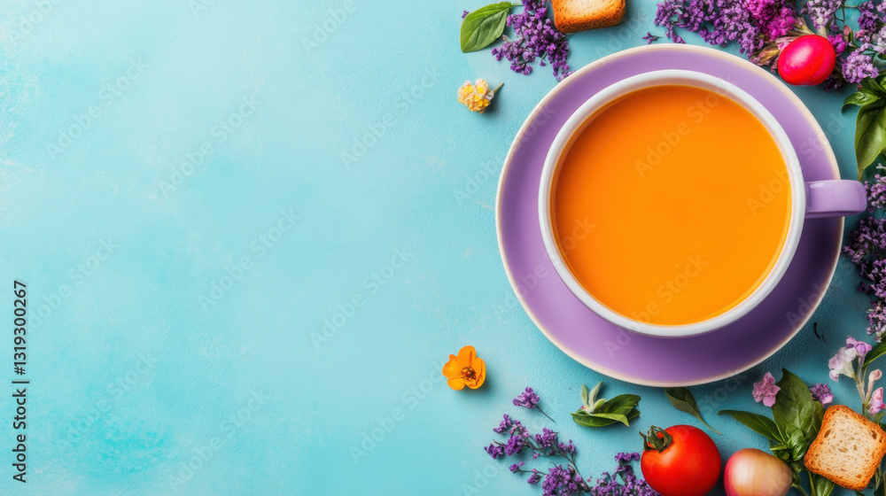 Menu of lycopene, Delicious roasted red pepper and tomato soup with croutons in high fidelity. Menu of lycopene, Delicious roasted red pepper and tomato soup with croutons in high fidelity.
