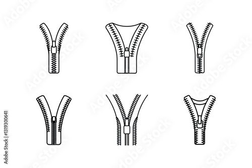 zipper details sketch icon line art vector illustration