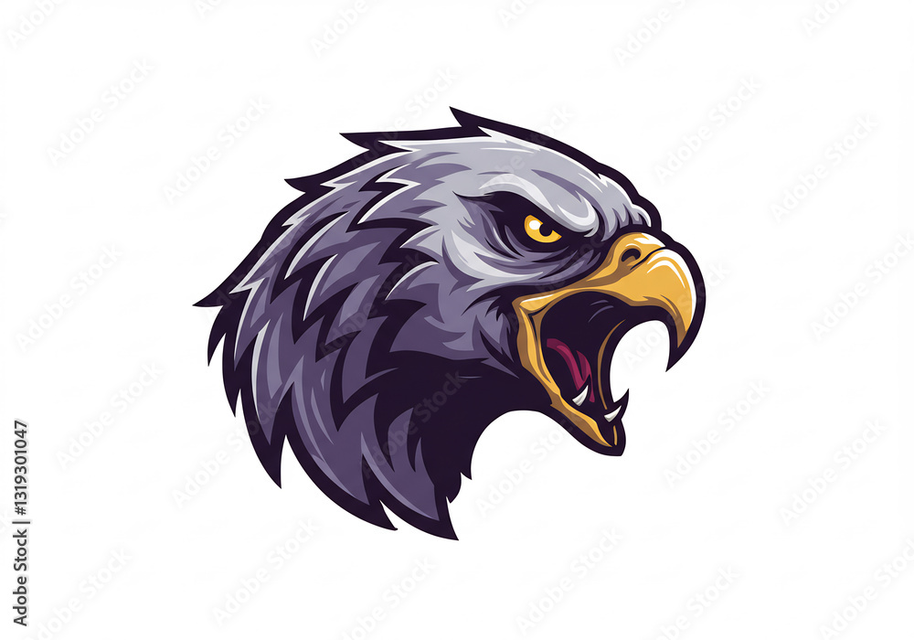 Obraz premium Pixel Art Illustration of a Majestic Purple and Grey Eagle Head
