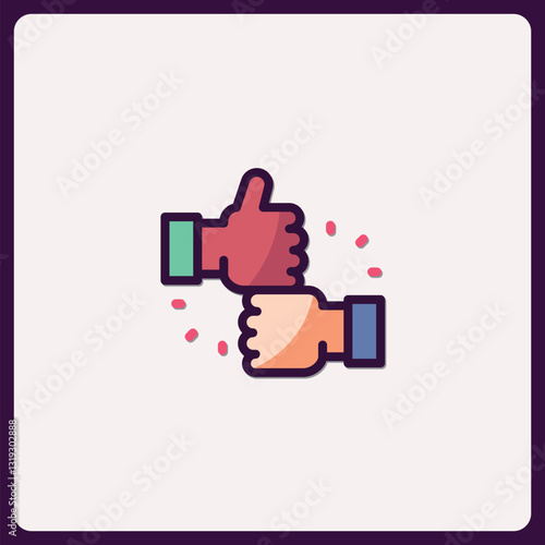 Vector illustration showcasing dual thumbs up gesture symbolizing positivity