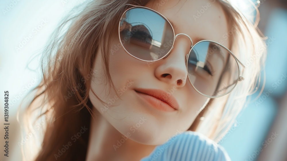 Girl making a playful expression with sunglasses, radiating joy and spontaneity. Girl making a playful expression with sunglasses, radiating joy and spontaneity.