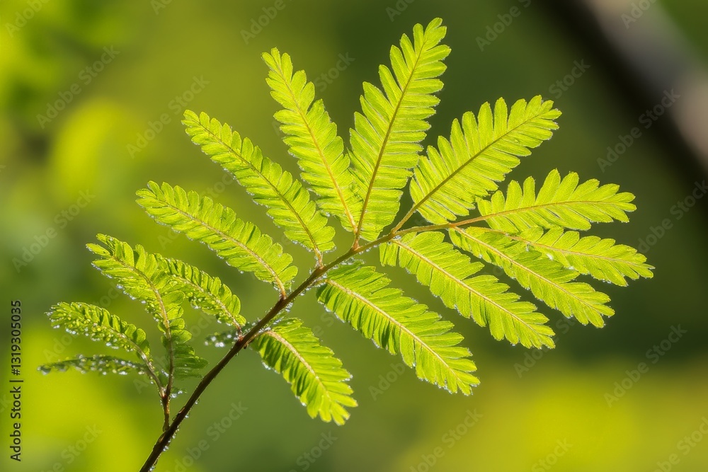 marco dew on green leaves