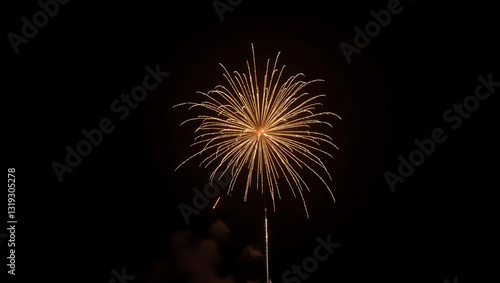 Wallpaper Mural  Golden Firework Burst in the Night Sky – Spectacular Celebration Display. Torontodigital.ca