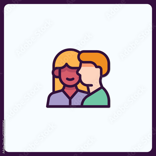 Colorful icon depicting a diverse group of friends illustration design