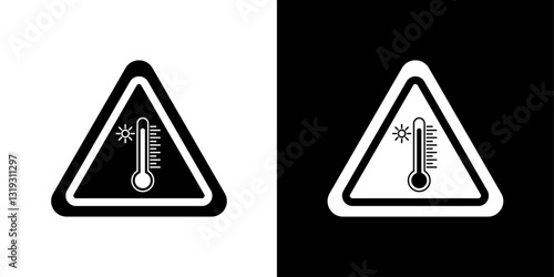 High temperature warning sign pack in black and white colors