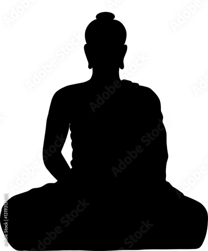 Buddha Silhouette in Meditation - Black and White Vector Illustration