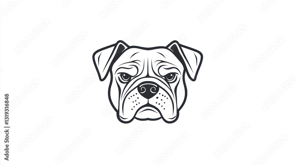Obraz premium Vector illustration of an angry dog's head, simple line art style