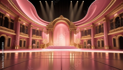 Obraz na płótnie Pink golden ceremony award stage venue background. w salonie