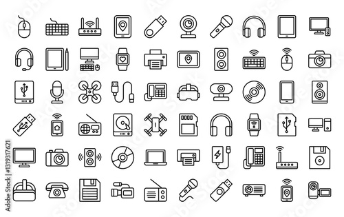 Electronic devices line icons set. Vector line icons