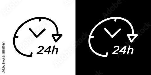 Twenty four hours icon pack in black and white colors