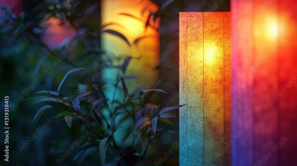Colorful lanterns in a garden at night Colorful lanterns in a garden at night
