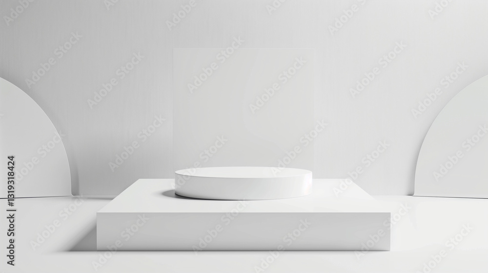 Minimalistic white podium for product display. 3d background products minimal podium scene with the geometric platform. Minimalistic white podium for product display. 3d background products minimal podium scene with the geometric platform.