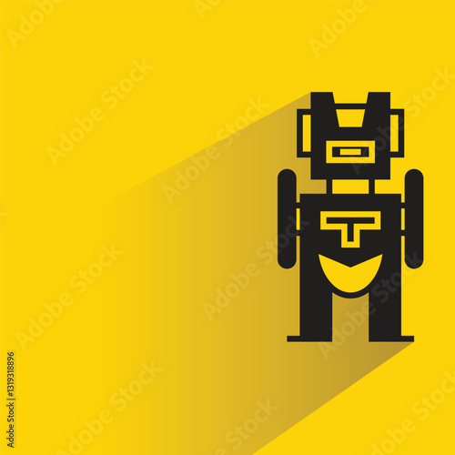 robot character with shadow on yellow background