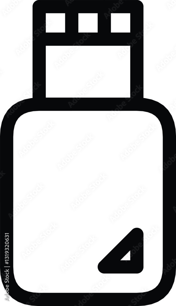 Simple Icon Depicting a USB Flash Drive or Storage Device in Black and White Simple Icon Depicting a USB Flash Drive or Storage Device in Black and White