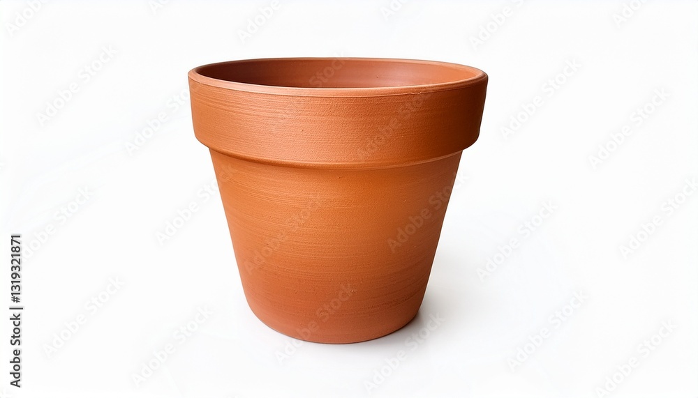 A realistic terracotta clay flower pot with a simple design and smooth surface, ideal for A realistic terracotta clay flower pot with a simple design and smooth surface, ideal for