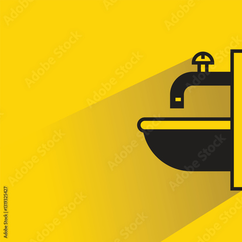 sink icon with shadow on yellow background