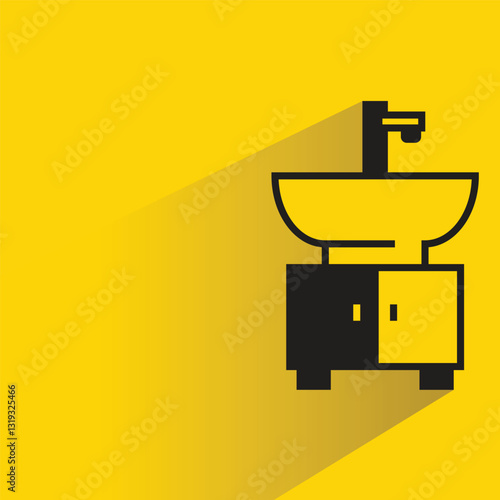 sink icon with shadow on yellow background