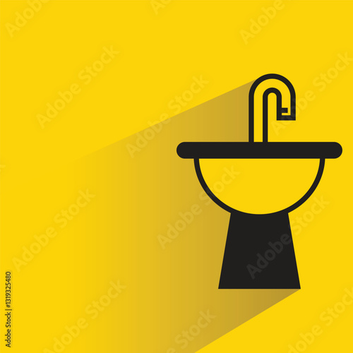 sink icon with shadow on yellow background