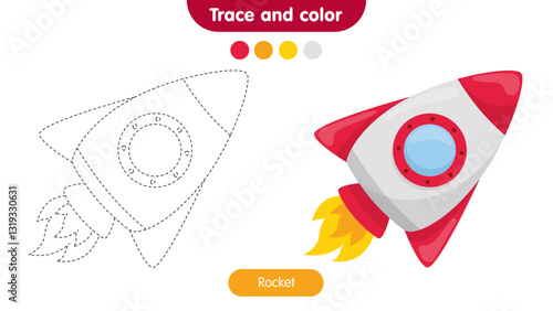 Coloring book for children: rocket. Educational game for kids.