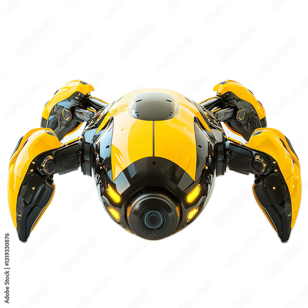 Futuristic Yellow and Black Robot Spider with Advanced Technology Features and Design Futuristic Yellow and Black Robot Spider with Advanced Technology Features and Design