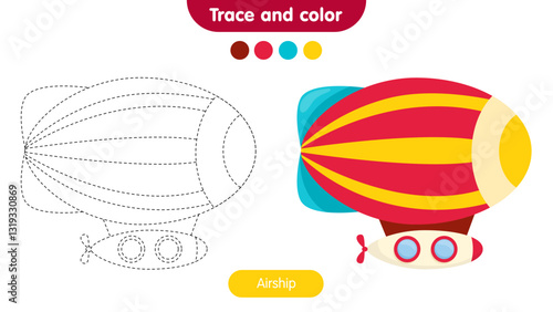 Coloring book for children: airship. Educational game for kids.