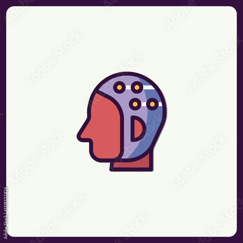 Futuristic cerebral interface icon symbolizing brain-computer connection