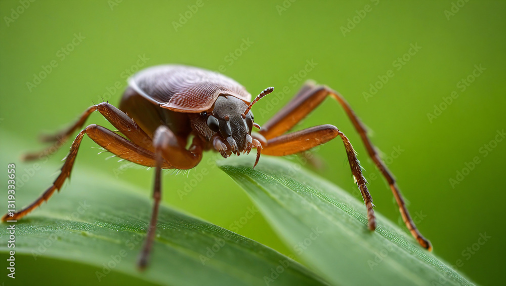Beetle on a green leaf in a natural setting Beetle on a green leaf in a natural setting