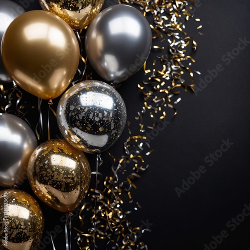 Globos decorativos festivos, con colores metálicos y patrones sofisticados, perfecto para celebraciones y eventos de lujo