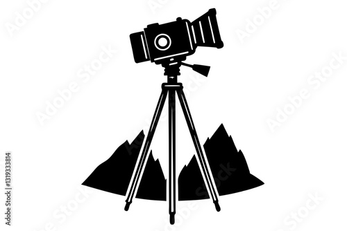 Tripod with camera silhouette vector