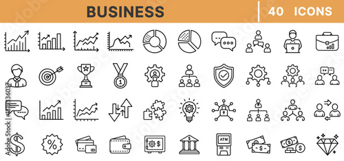 "Business and Finance Icons Bundle - Growth, Data, Strategy, Management, Money, Analytics, Investment, Economy, Finance, Success"
