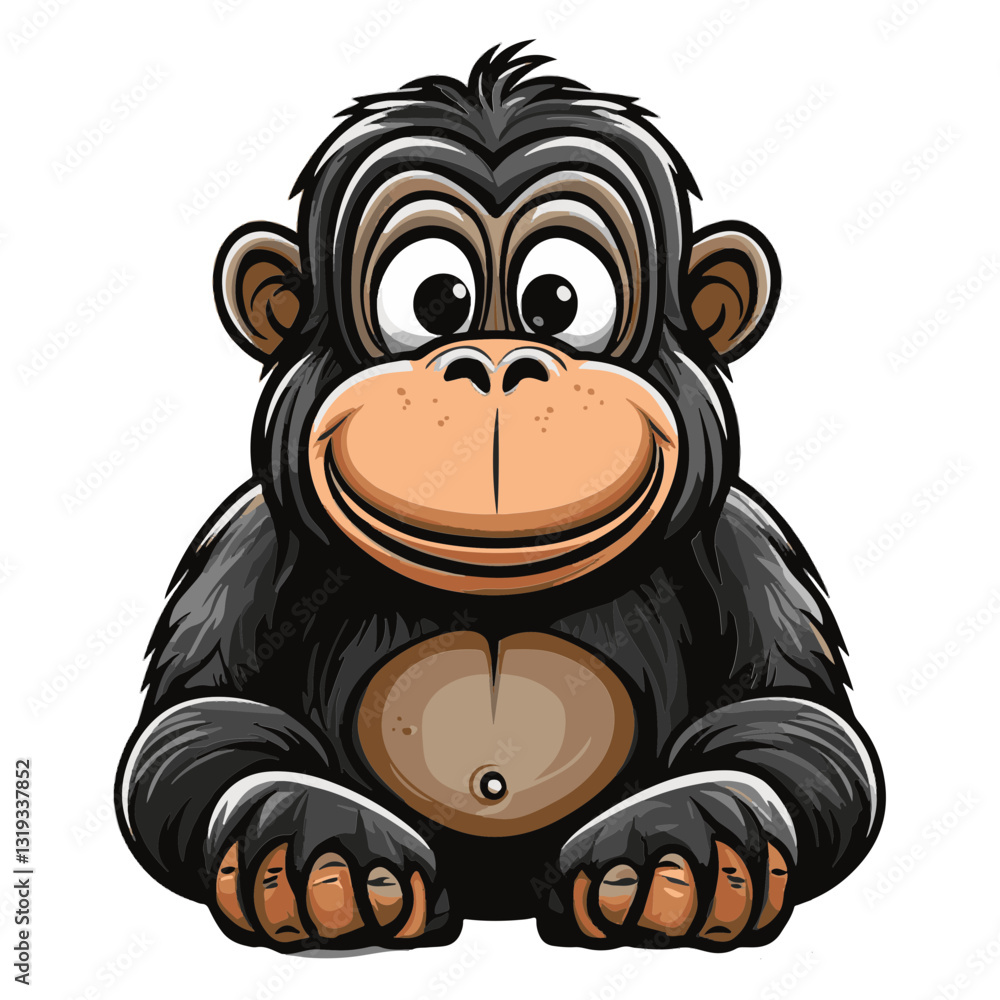 Fototapeta premium Chimpanzee cartoon vector illustration 